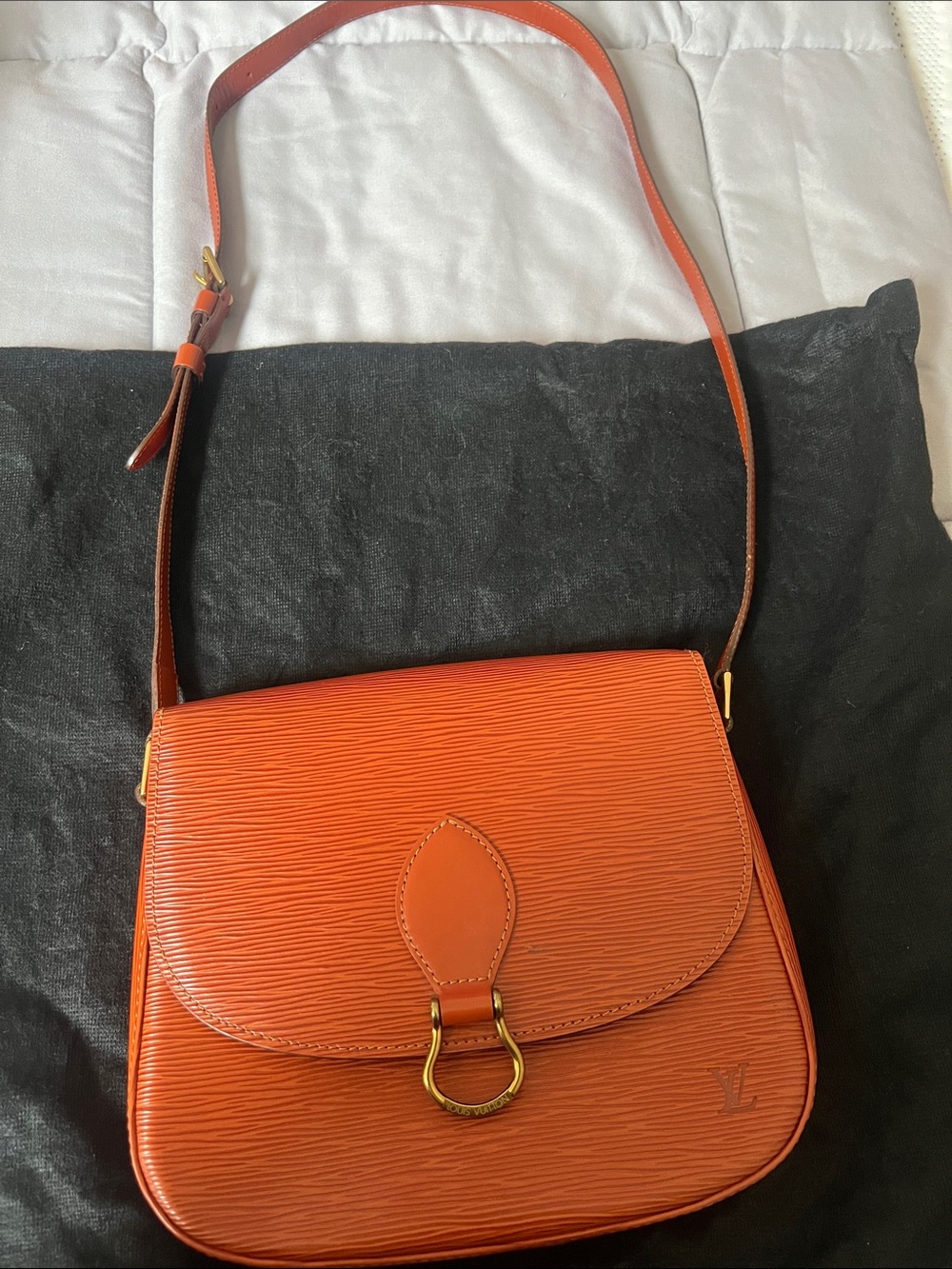 Louis Vuitton Orange Epi Leather Crossbody Shoulder Bag